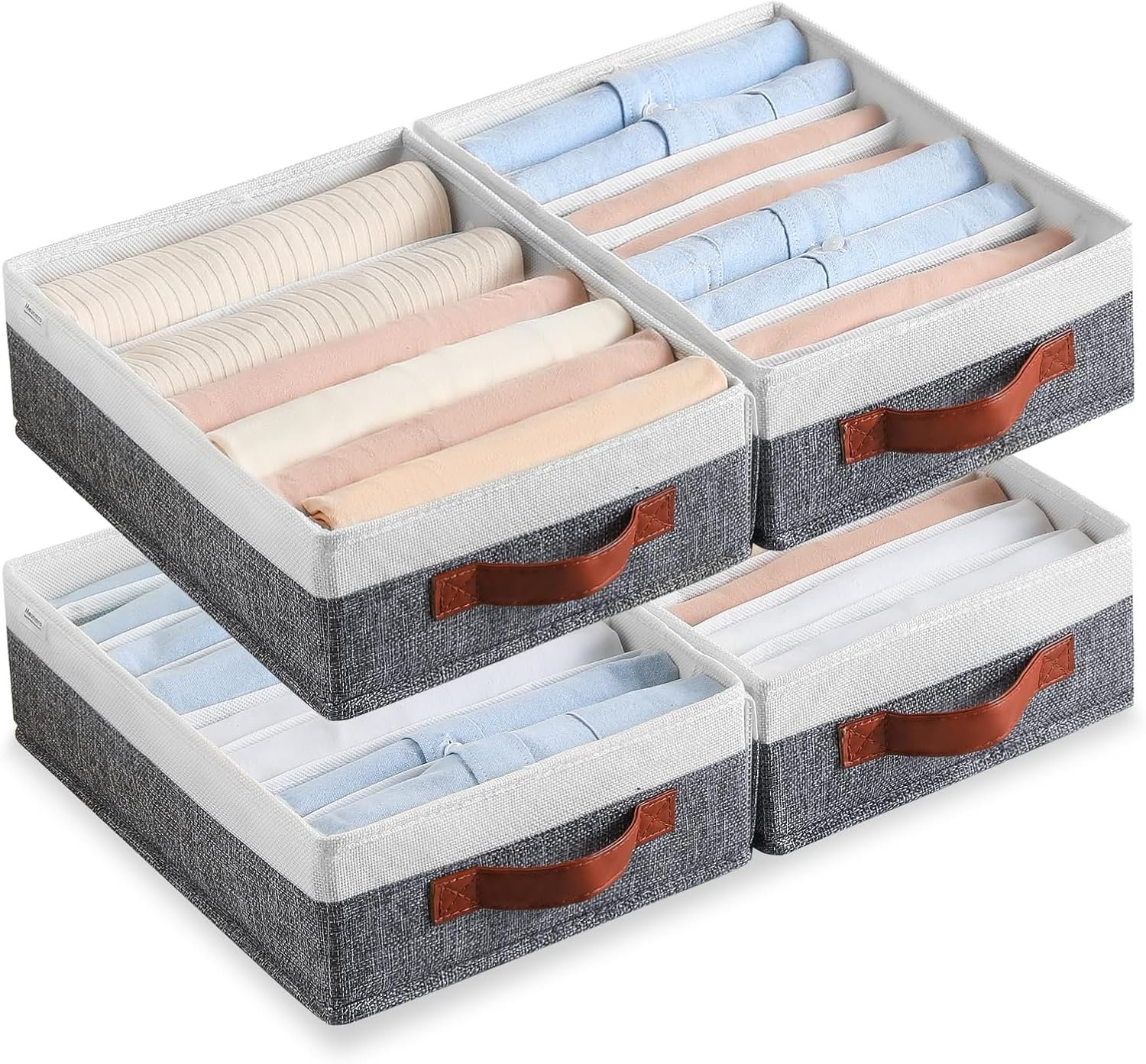 4 PCS T-Shirt Drawer Organizers for Clothing, 8 Grids Shirt Organizer for Closet