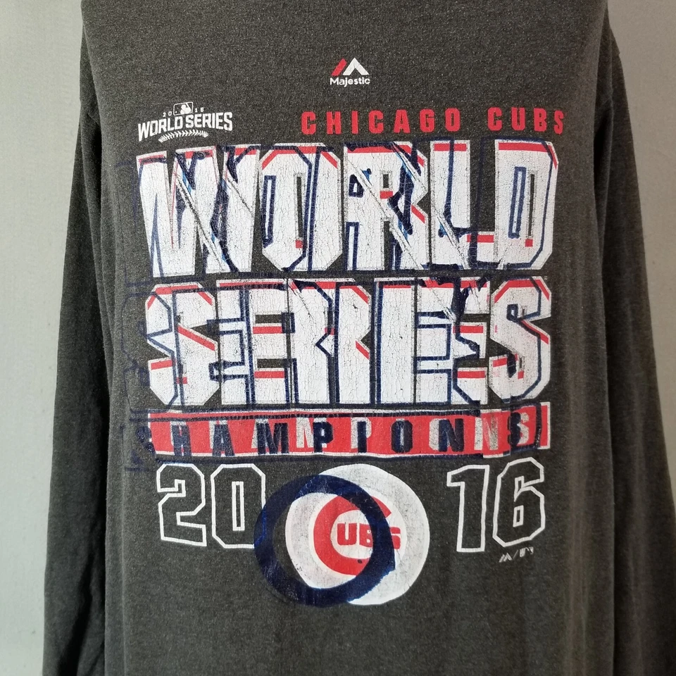 Рубашка Majestic Chicago Cubs 2XL XXL мужская с длинным рукавом серая MLB 2016 World Series - Изображение 4 из 4