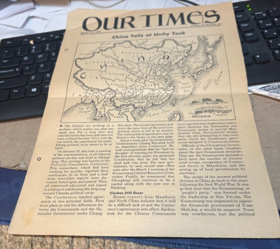 OUR TIMES NEWSPAPER---SCHOOL CURRENT EVENTS PAPER------MARCH 4-8 1946