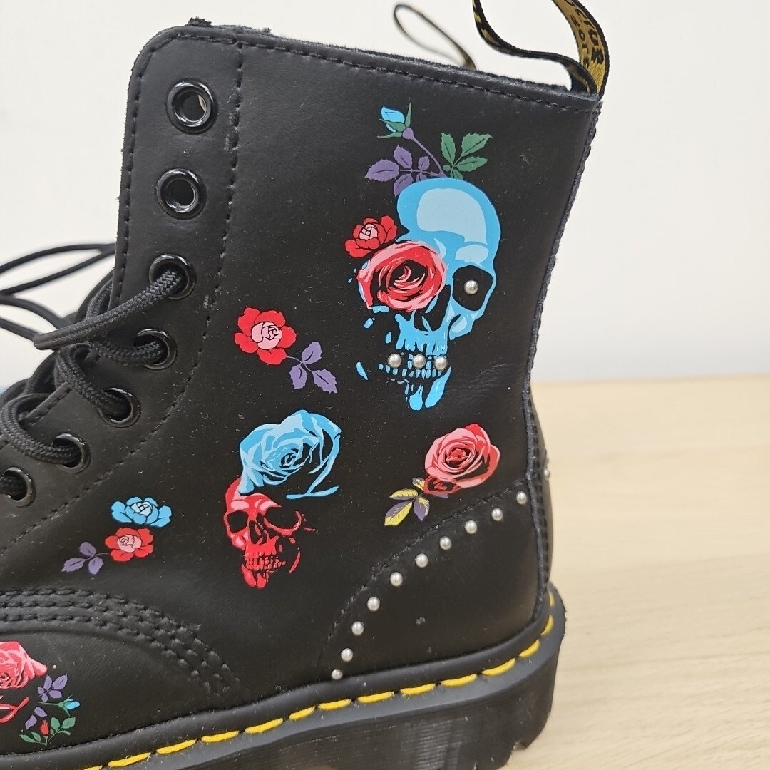 Dr Martens 1460 Bex Rose Floral Skull Fantasy Rare Studded Goth Boots Uk  Eu 37