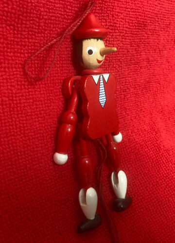 Vintage Pinocchio Marionette Wood Christmas Ornament Made In Italy - Picture 1 of 9