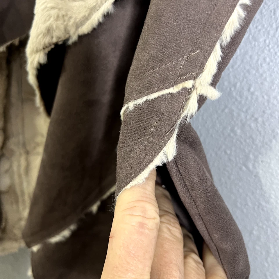 Boutique Rosa Paparatzi Mujer M Chaleco Abierto Sin Mangas Con Piel Sintética y Gamuza BOHO Foto 3 de 4