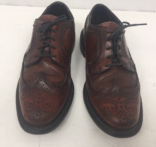 Vintage Florsheim Imperial Brown Pebble Leather Long Wing Tip Shoes Size 10 D - Picture 2 of 9