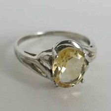 2Ct Oval LabCreated Yellow Citrine Halo Engagement Ring 14K White Gold Plated