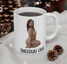 Thiccolas Cage Coffee Mug, Gag Gift Funny Mug Christmas Gift