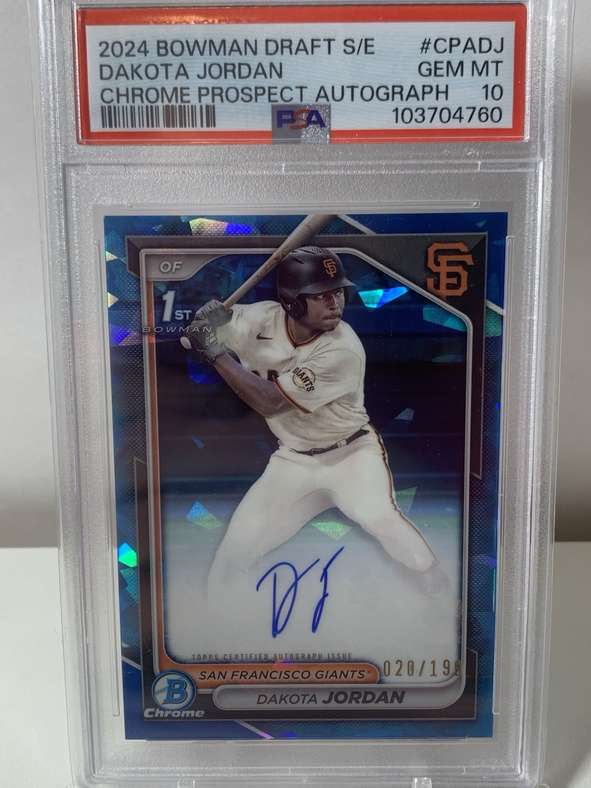 2024 Bowman Draft Sapphire Dakota Jordan  1st Auto /199 PSA 10 Giants