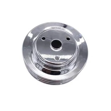 1 PC  Crankshaft Pulley Chrome Polished Silver Steel SWP Triple-Groove Long 