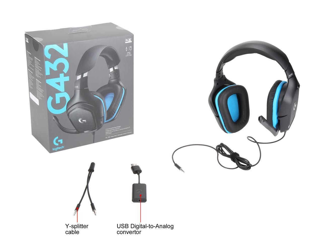 Logitech G432 Wired Gaming Headset, 7.1 Surround Sound, DTS Headphone:X 2.0, Fli