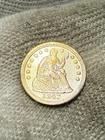 1843 Seated Liberty Half Dime, No ARROWS, Toned, Choice AU++++++Scarcer Variety