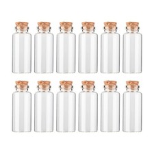 HPOPO 12PCS Mini Glass Bottle with Wood Cork Stoppers,30ml 1 Ounces, 30 70mm