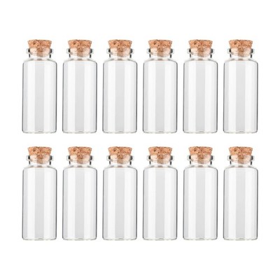 HPOPO 12PCS Mini Glass Bottle with Wood Cork Stoppers,30ml 1 Ounces, 30*70mm 