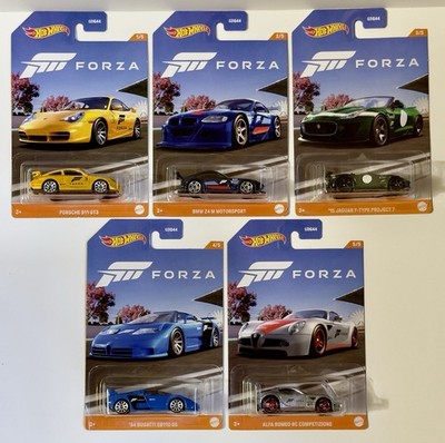 Hot Wheels  23 Forza Set of 5, Porsche, BMW, Jaguar, Bugatti, Alfa Romeo