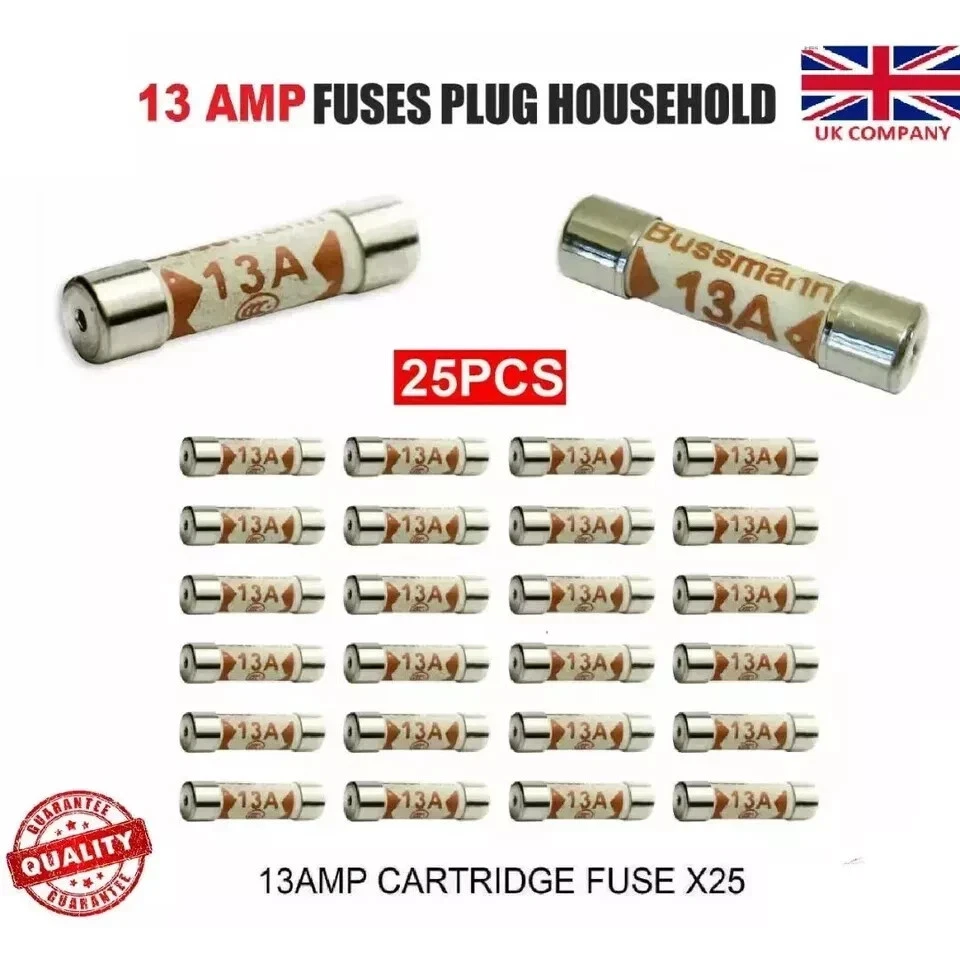 BS1362 Fuse pack sizes 1, 5, 10, 15, 25, 50, 100
