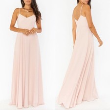 Show Me Your Mumu M Faith Maxi Dress in Dusty Blush Crisp Pink Bridesmaid Gown/