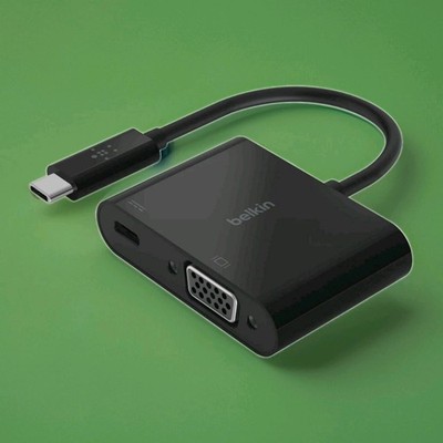 Belkin USB-C auf VGA Adapter Laden unterstützt HD 1080p Videoauflösung Neu OVP