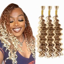 Brown Blonde P30 613 34 Inch Deep Wave Human Hair Braiding Bundles