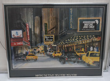 Vintage Lucy Taylor Print Painting the Town New York Broadway 1980s Framed Art