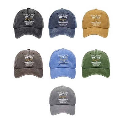 Wash Cotton Baseball Cap Adjustable Strap Fifties Design Dad Hat for Women Men