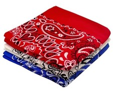 Classic Paisley Bandanas - 3 Pack Gift Set, 100 Cotton, 22x22 Red White Blue
