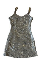 Skies Are Blue silver sequins Glam dress Adjustable Strap Size SX Party, Club