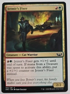 MTG Magic The Gathering Card Jetmir's Fixer Creature Cat Warrior Green Red SNC