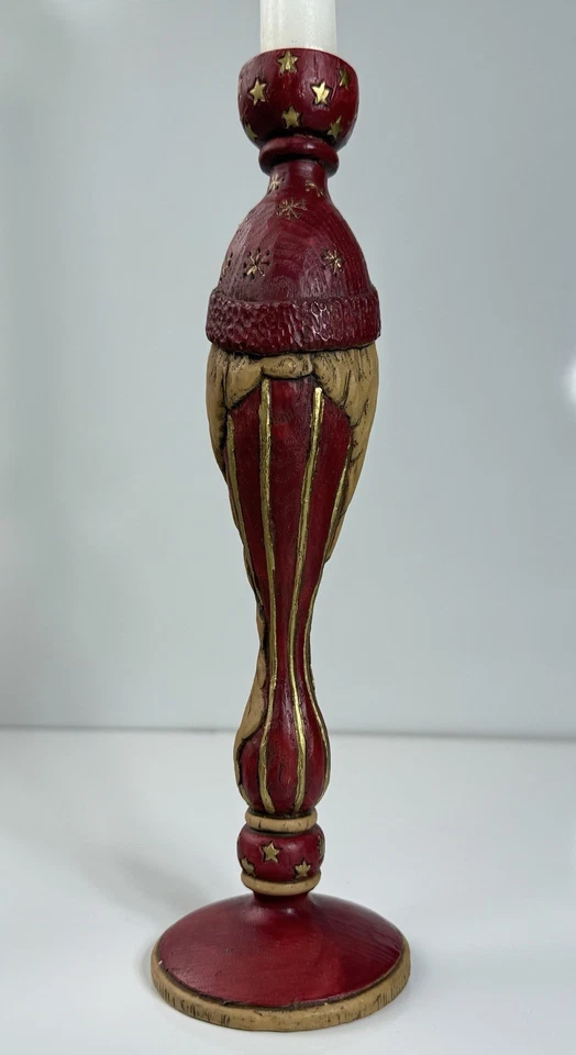 Woodland Santa Candlesticks Americana Folk Art Primitive Christmas Holiday - Image 4 of 4