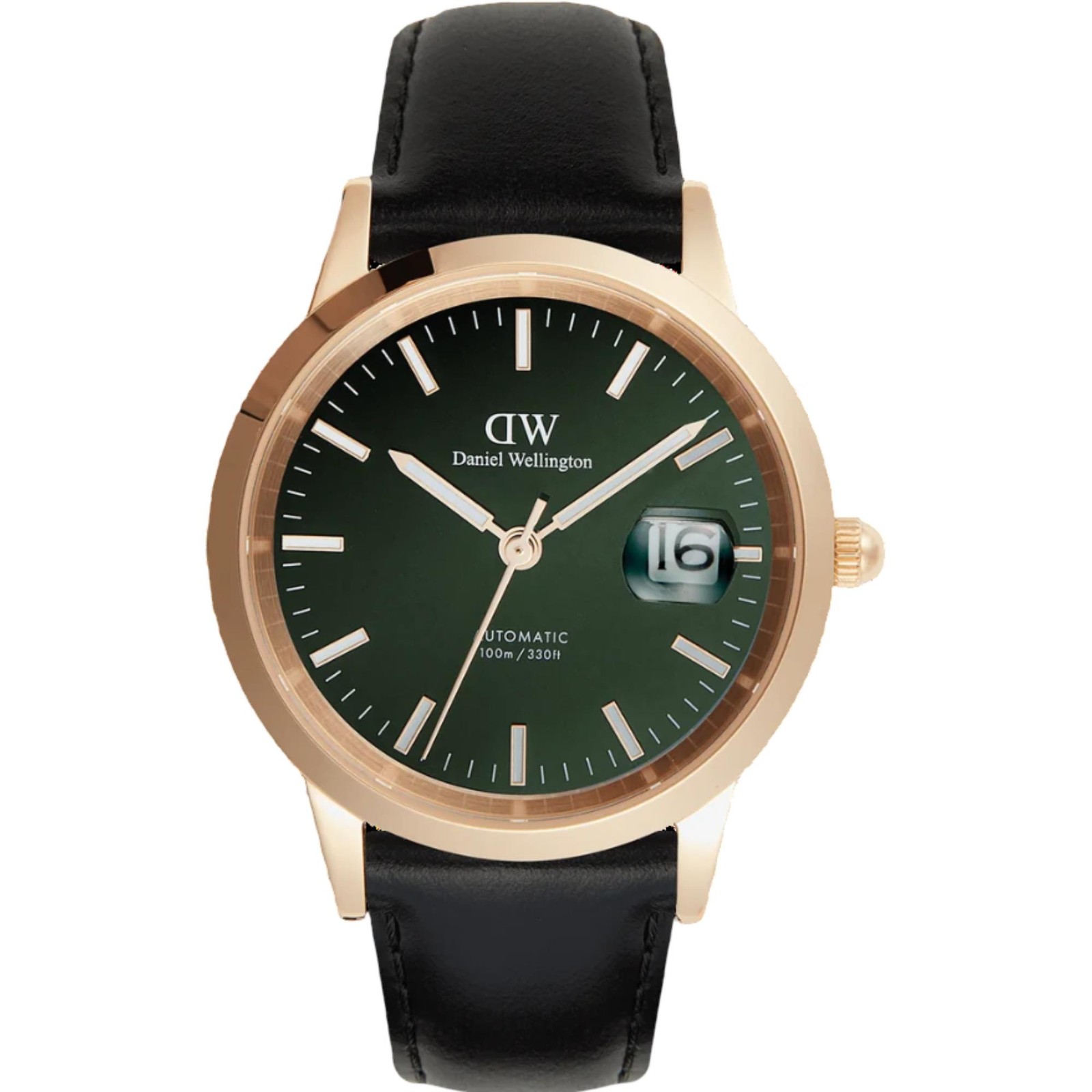 Daniel Wellington Iconic Sheffield automático esfera verde cuero reloj para...