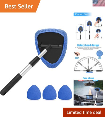 #ad Car Window Cleaner with Extendable Long Handle and 4 Washable Reusable Microf... $23.86