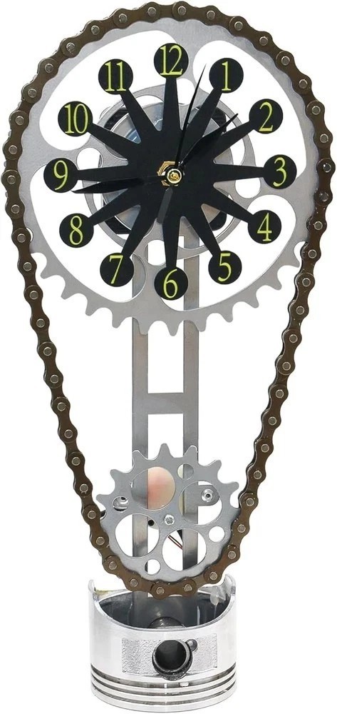 3D Metal Edition Rotating Gear Clock, Creative Timing Chain Black