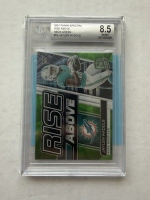 Panini 2021 Spectra Rise Above Jaylen Waddle Neon Green Prizm RC /35 #RA-12