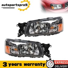 For 2003-2004 Subaru Forester Headlights Headlamps Aftermarket Leftright Black