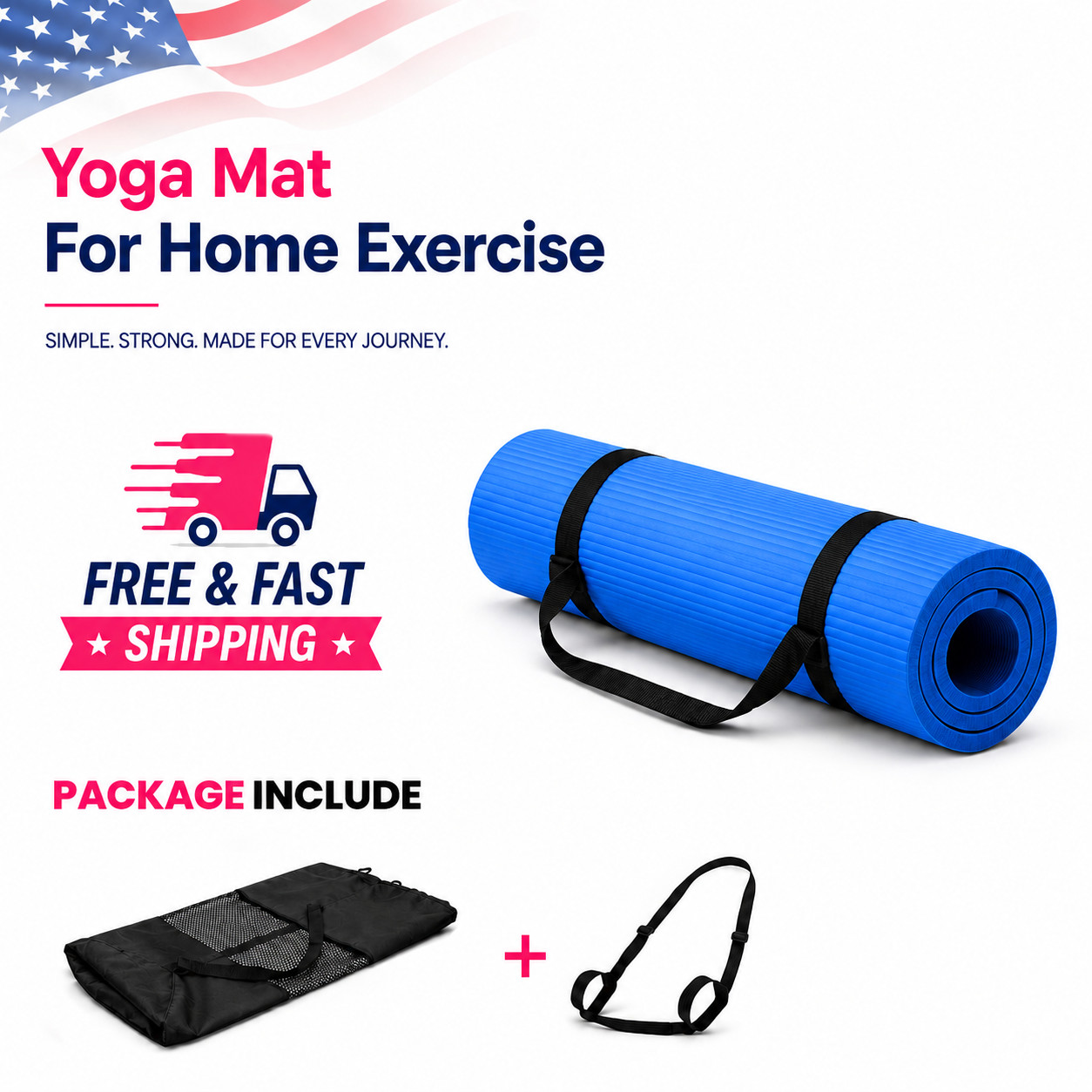 Extra Thick 10mm Exercise Yoga Mat Multipurpose Workout NBR 72 x 24 w/ Bag Strap