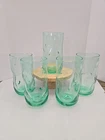 5Blenko Hand Blown Green 6” Pinched Vintage Glasses, Drinking Tumblers