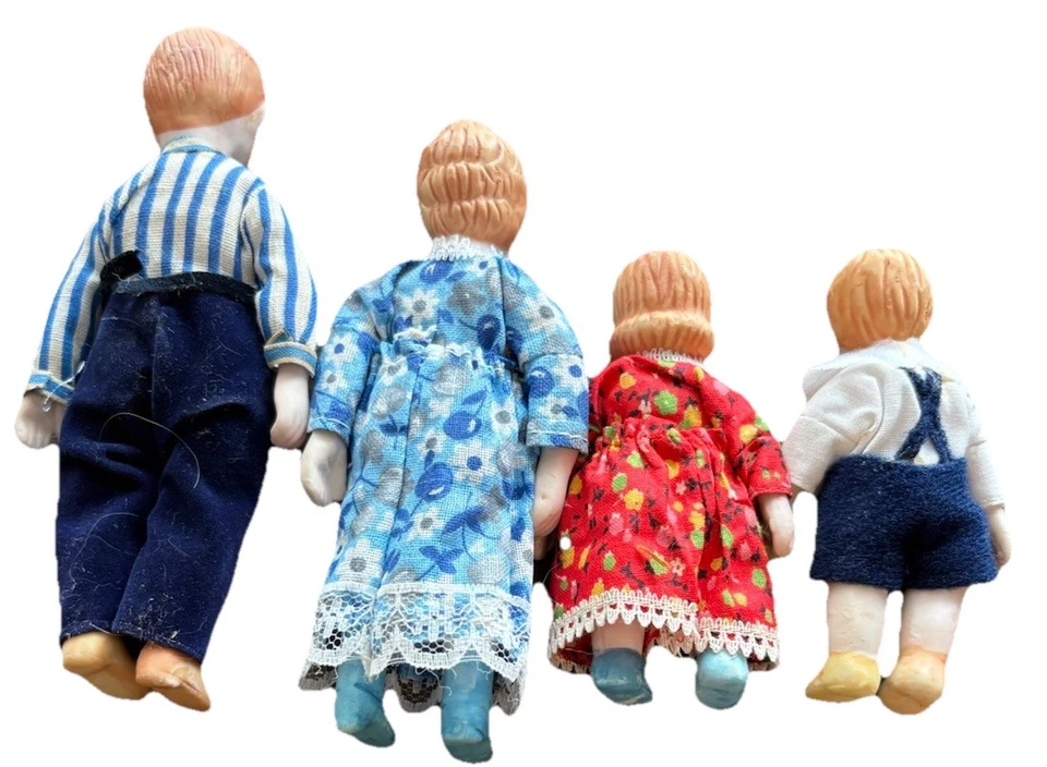 Vintage Dollhouse Porcelain Doll Family Bundle, Dad, Mom, Boy, Girl w/Org Box - Image 3 of 4