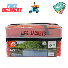 4-Pack Life Vest Adult Type II PFD Jackets Orange Fishing Boating USCG with Bag