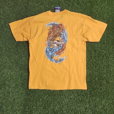 Vintage Y2k ODM Guardians of Paradise Dragon Surf T-Shirt Yellow Graphic Tee M