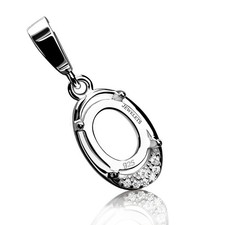 Silver Pendant Blank   7 9 mm Prong Setting Cabochon DIY Jewelry Base