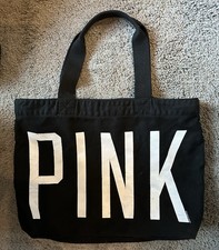 Borsa tote vintage ROSA Victoria’s Secret in tela nera logo 2012 VS