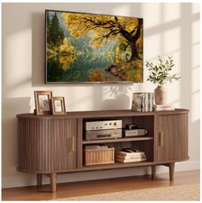58 Inch TV Stand Mid Century Modern Entertainment Center Chestnut Walnut