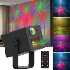 Portable Rechargeable RGB Laser-LED Light Sound Activated Projector for DJ Di...