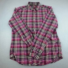 Burberry Brit Button Down Shirt Mens Large Purple Plaid Long Sleeve Nova Check