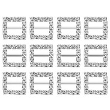 Square Rhinestone Ribbon Buckle, 12Pcs 15mm, Silver White