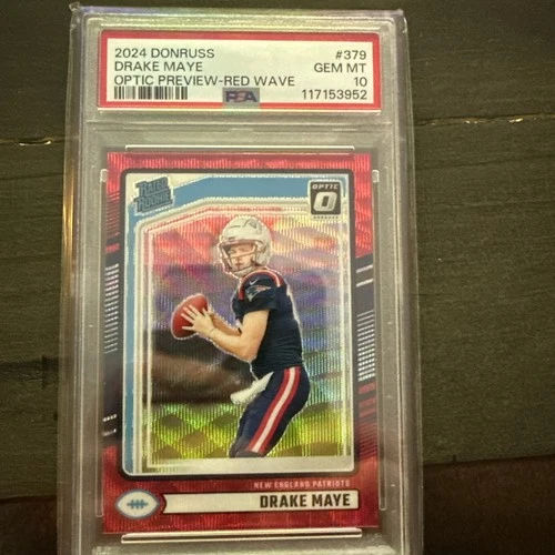 2024 Panini Donruss - Rated Rookie Drake Maye Optic Preview Red Wave PSA 10!