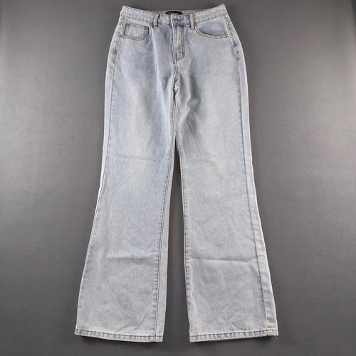 White Fox Boutique Light Wash Wide Leg High Waisted Jeans 100% Cotton Small