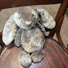 Jellycat Medium 12" Bashful Woodland Bunny Gray Brown Stuffed Animal Plush