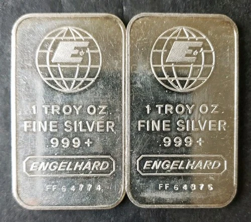 Two Engelhard 1oz Silver Bullhorn Bars