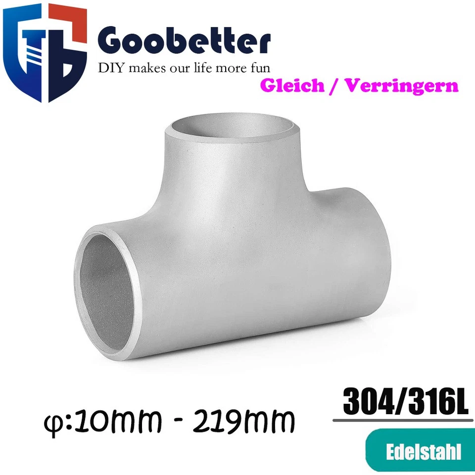 T-Stück gleich nahtlos säurebeständig aus 304 V2A Edelstahl /316L Edelstahl - Bild 1 von 4