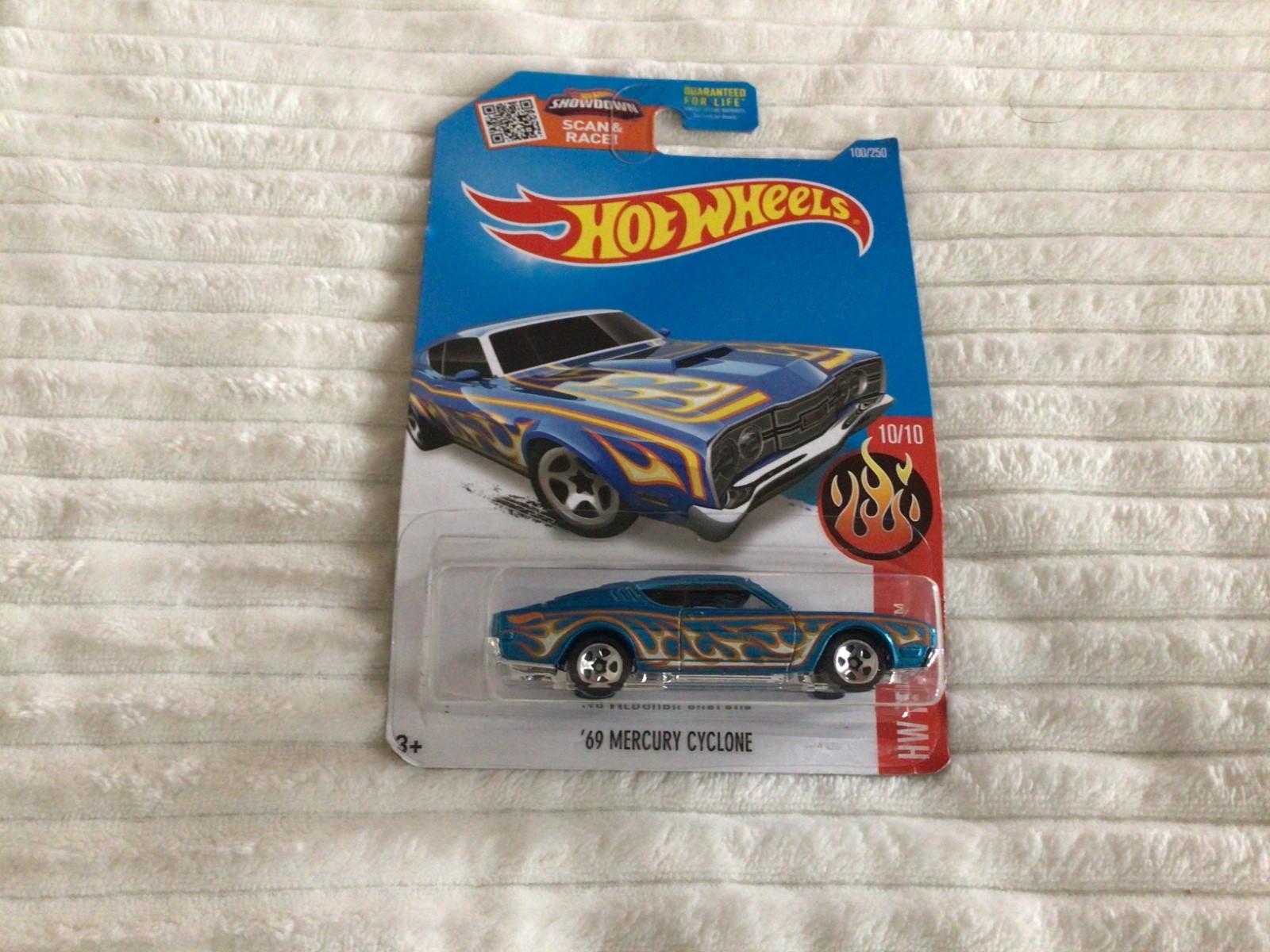 2016 Hot Wheels HW Flames 10/10 '69 MERCURY CYCLONE Blue w/5 Spoke
