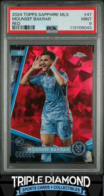 2024 Topps Chrome Sapphire MLS Mounsef Bakrar Rookie Red Ref #1/5 PSA 9 L419
