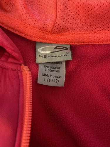 Champion Girls Zip Jacket SzL Pinks Hooded Pockets Full Zip Ahtletic - Picture 4 of 8